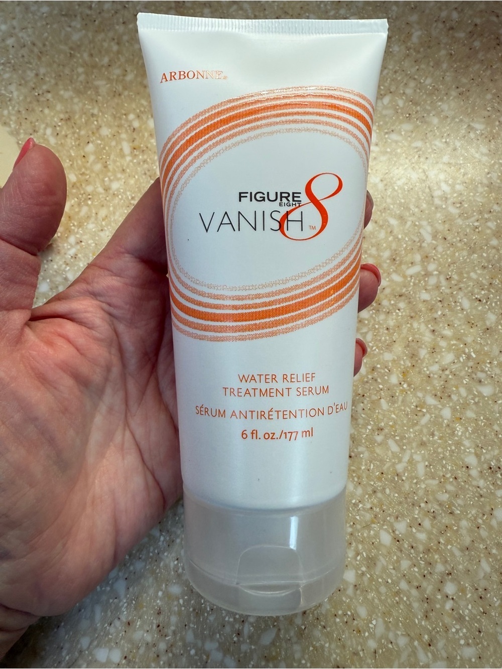 Arbonne Vanish Water Relief Treatment Serum 6FL White & Orange Box - Picture 2 of 11